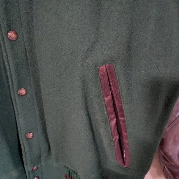 New York Jets Vintage Wool Blend Jacket with Real Leather Sleeves - Picture 5 of 9